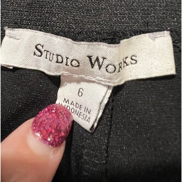 Womens Black Studio Works Flat Front Dress Pants Size 6 - Picture 5 of 7